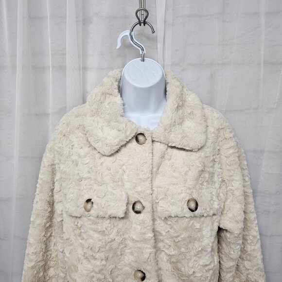 Ci Sono Cream Faux Fur Jacket Bohemian Comfy Cozy Cabin M - Picture 2 of 11